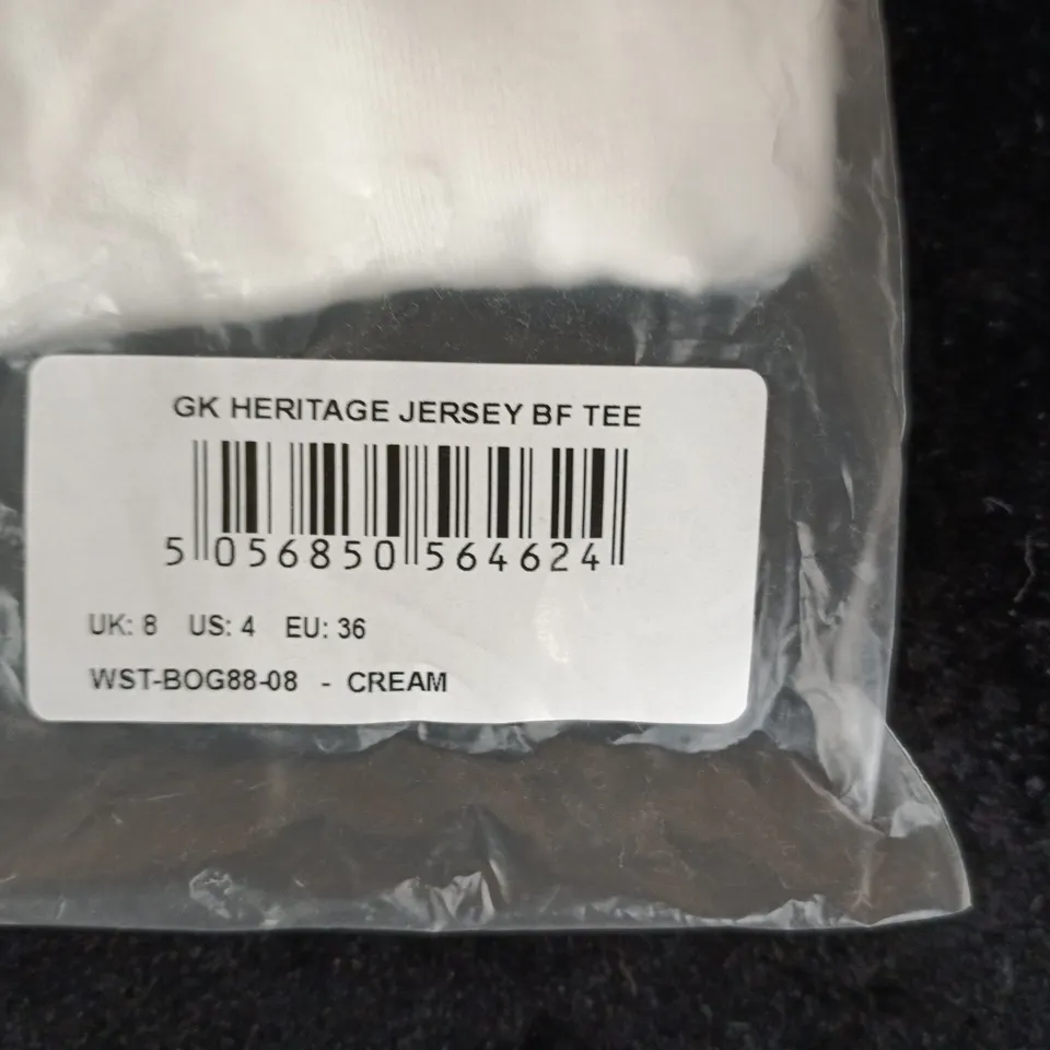 UK 8 GK Heritage Jersey BF Tee – Cream.