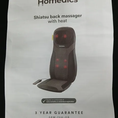 HOMEDICS SHIATSU BACK MASSAGER WITH HEAT SBM-75H-GB PLEASE NOTE ITEM IS NOT BOXED