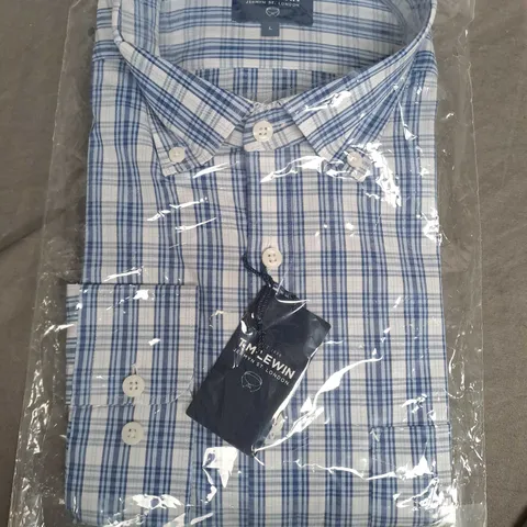 BAGGED T.M LEWIN OXFORD CHECK IN BLUE/WHITE - LARGE