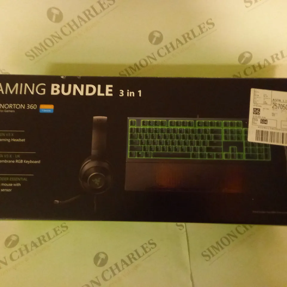 BRAND NEW BOXED RAZER GAMING BUNDLE 3 IN 1 TO INCLUDE USB GAMING HEADSET, MEMBRANE RGB KEYBOARD AND ESSENTIAL GAMING MOUSE