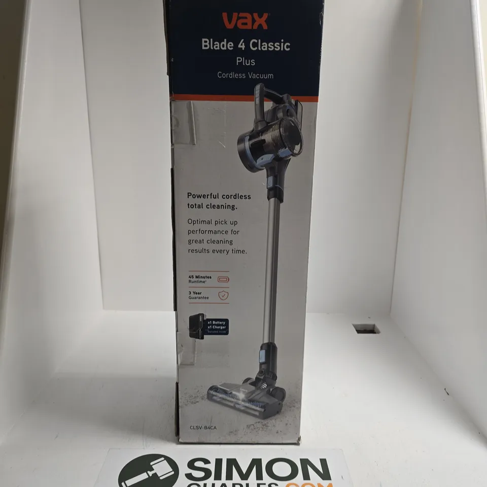 BOXED VAX BLADE 4 CLASSIC PLUS CORDLESS VACUUM CLEANER