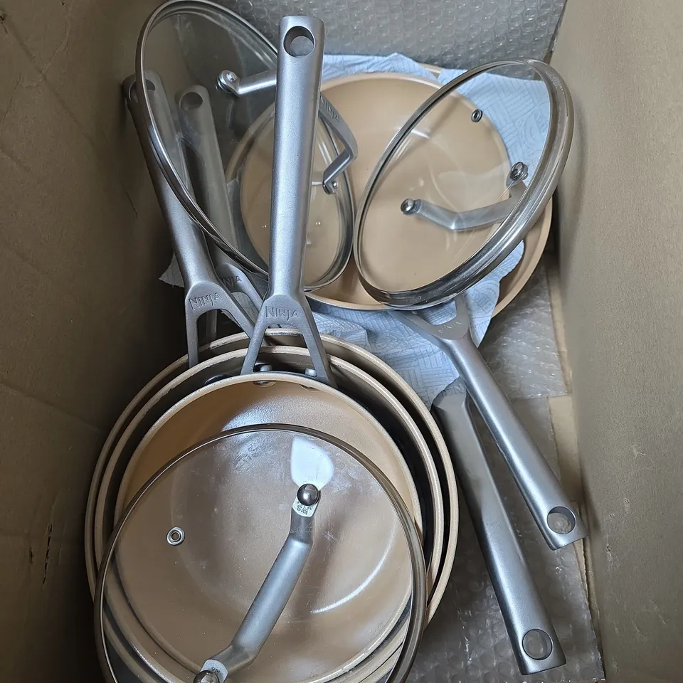NINJA EXTENDED LIFE CERAMIC 5 PIECE FRYING PAN AND SAUCEPAN SET BOXED
