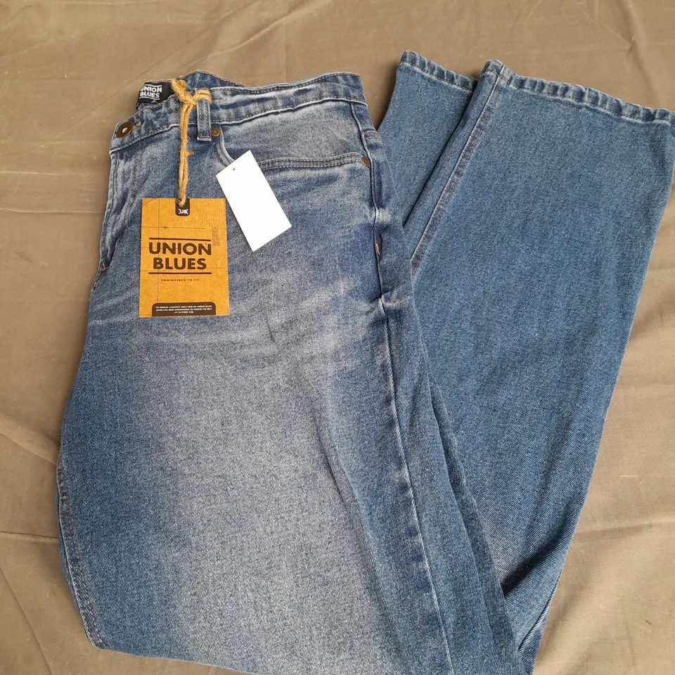 UNION BLUES STRAIGHT LEG JEANS IN BLUE DENIM SIZE 38W 35L