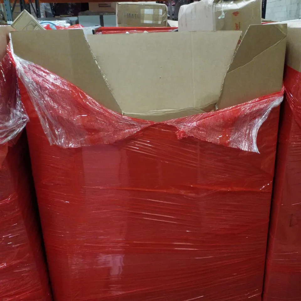 PALLET CONTAINING ASSORTED PRODUCTS INCLUDING BACK MASSAGER, ANTI BLUE LIGHT SCREEN PROTECTOR, 19" LED MONITOR, RETRACTABLE SAFETY GATE & AIR FRYER