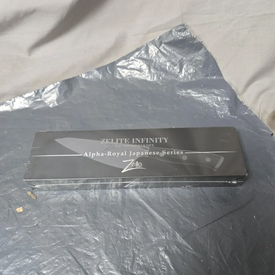 ZELITE INFINITY 4.5IN HONESUKI KNIFE ALPHA ROYAL JAPANESE SERIES BOXED
