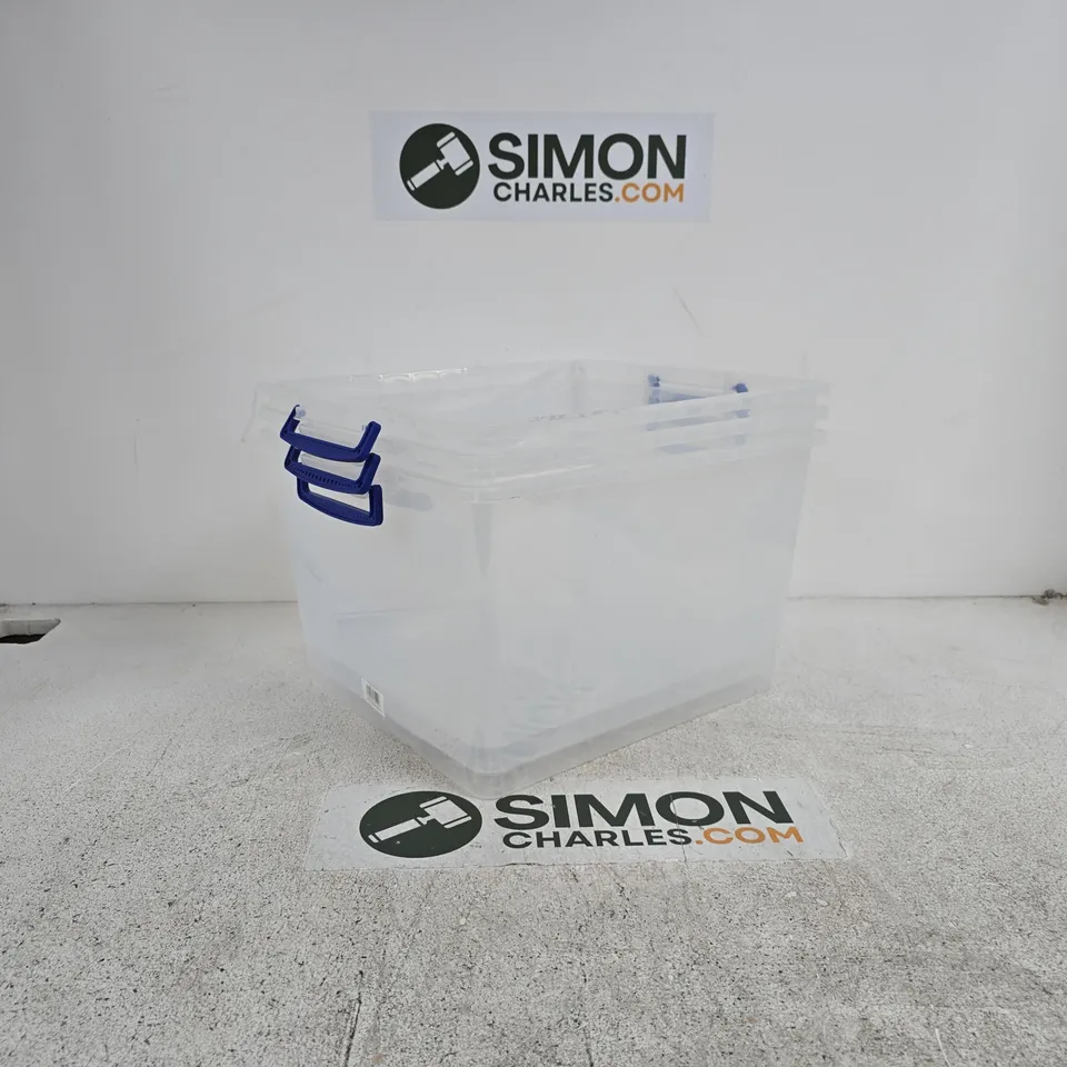 NESTABLES 3 X 33.5L CLEAR STORAGE TUBS WITHOUT LIDS