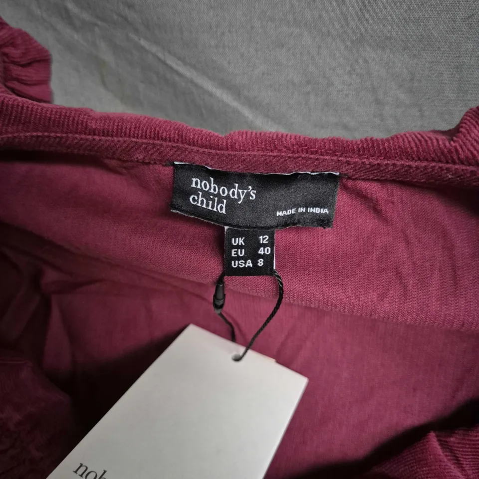 NOBODY'S CHILD BURGUNDY DRESS – UK 12 (EU 40, USA 8) EMMA MIMI DRESS PLAIN