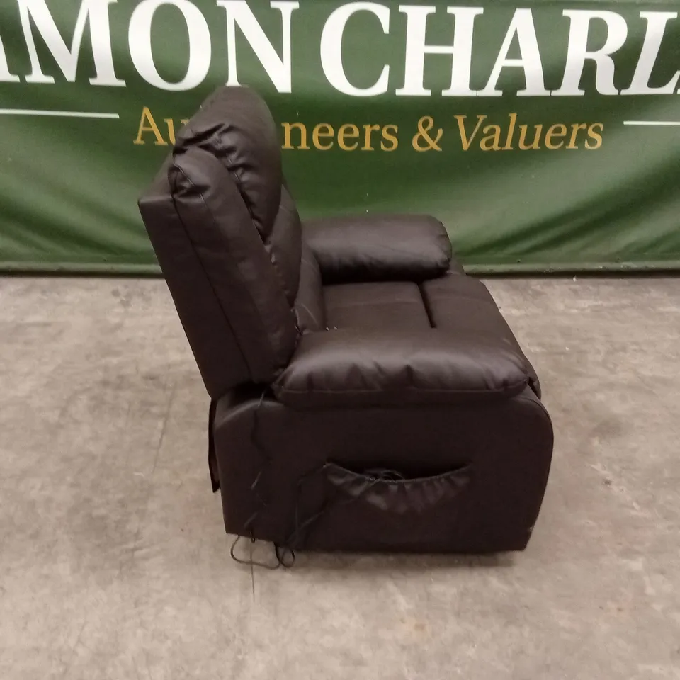 DESIGNER FAUX LEATHER POWER RECLINER CHAIR - CHOCOLATE