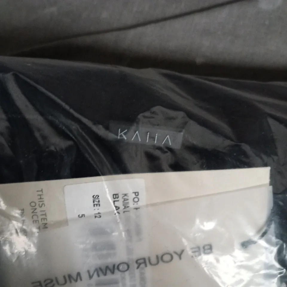 BAGGED KAIA LOGO WIDE-LEG JOGGERS - BLACK - UK SIZE 12