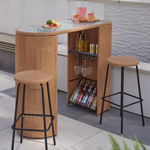 BOXED RATTAN CURVE BAR SET