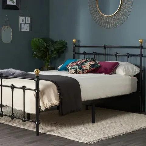 BOXED ATLAS 120cm SMALL DOUBLE BED BLACK (1 BOX)