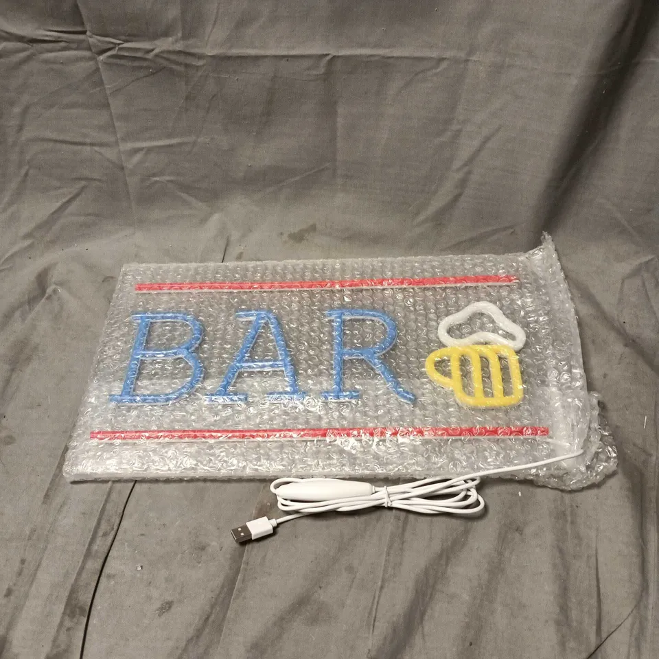 BAR LIGHT SIGN, WITH HOOKS AND CHAIN FOR WALL MOUNTING