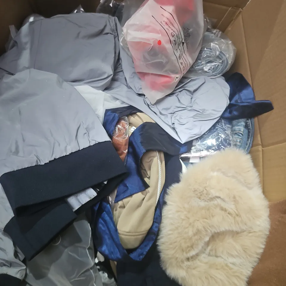 BOX OF  ASSORTED CLOTHING & ACCESSORIES 