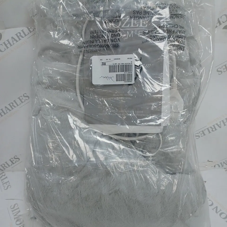 COZEE HOME HEATED BLANKET IN LIGHT GREY