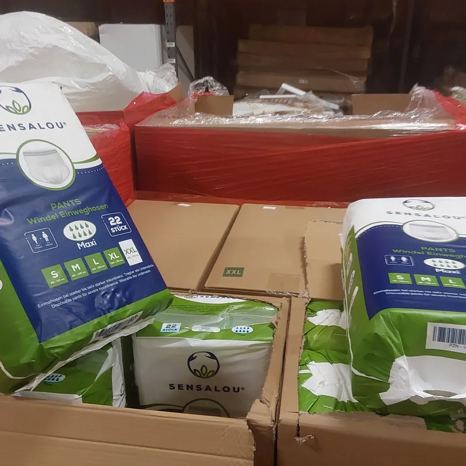 PALLET CONTAINING A VERY LARGE QUANTITY OF SENSALOU MAXI ADULT INCONTINENCE PANTS