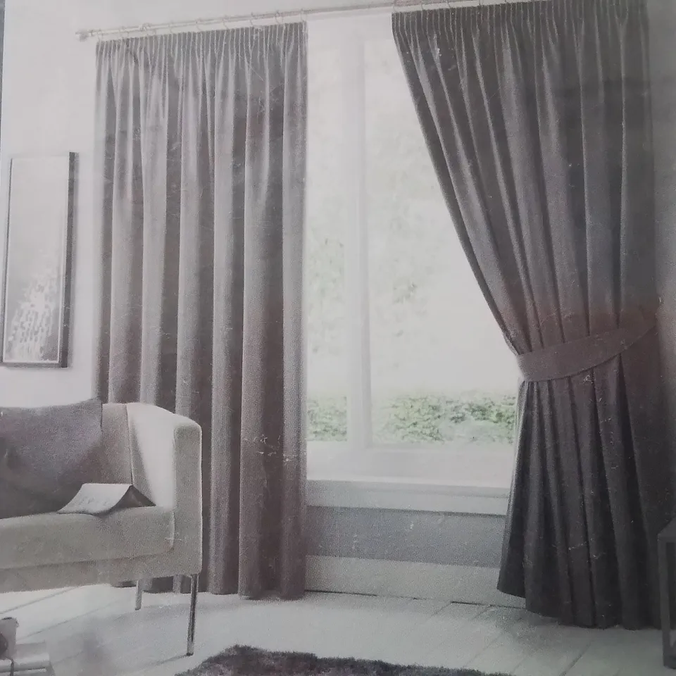 BRAND NEW FUSION FULLY LINED BLACKOUT EYELET CURTAINS 168 X 137CM -GREY-