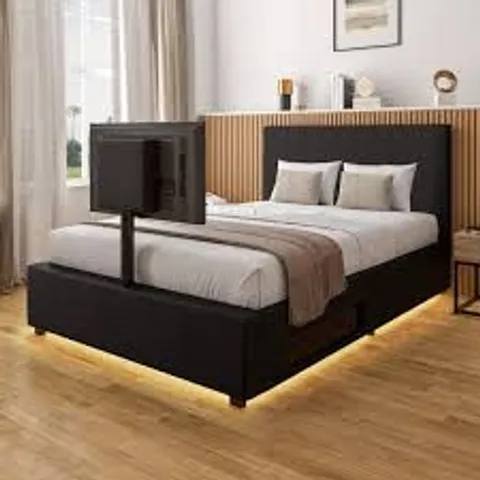 BOXED AVA UPHOLSTERED TV BED//SMALL DOUBLE - BLACK (2 BOXES)