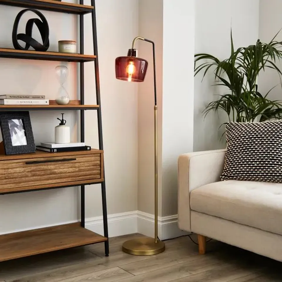 BOXED AUBURN INDUSTRIAL ADJUSTABLE FLOOR LAMP - MULBERRY 