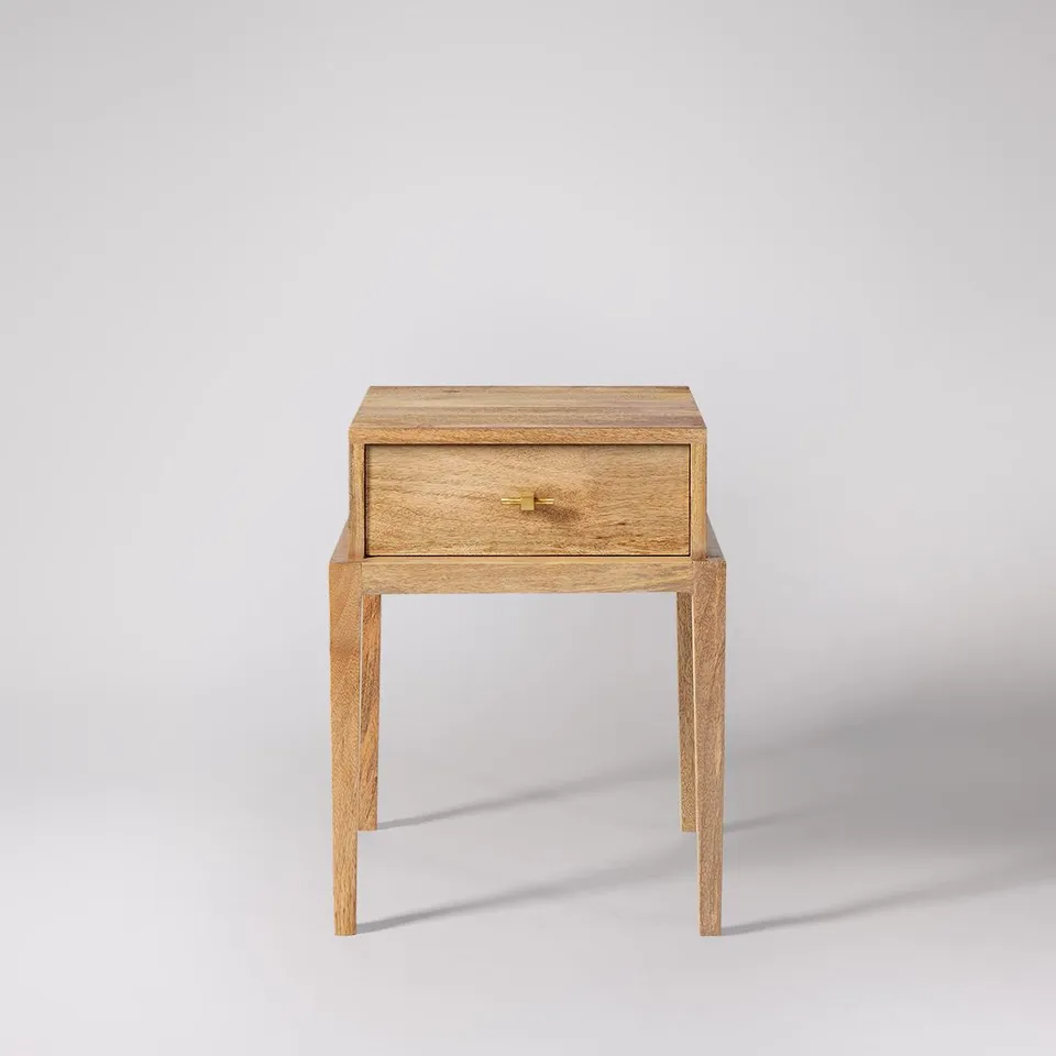 BOXED DESIGNER SWOON VERNE BEDSIDE TABLE IN NATURAL MANGO RRP £189