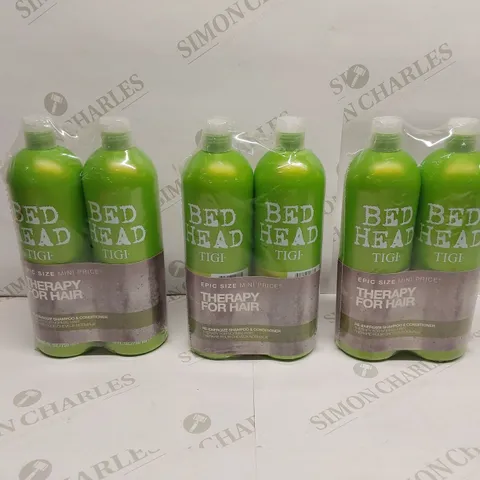 APPROXIMATELY 6 X 750ml BOTTLES OF BED HEAD TIGI THERAPY SHAMPOO AND CONDITIONER