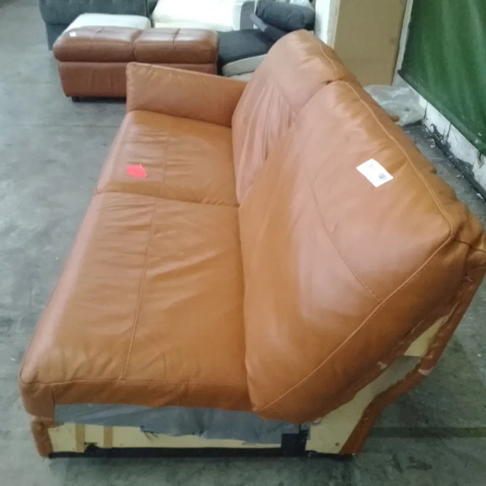 QUALITY DESIGNER RHF SOFA SECTION - BROWN LEATHER