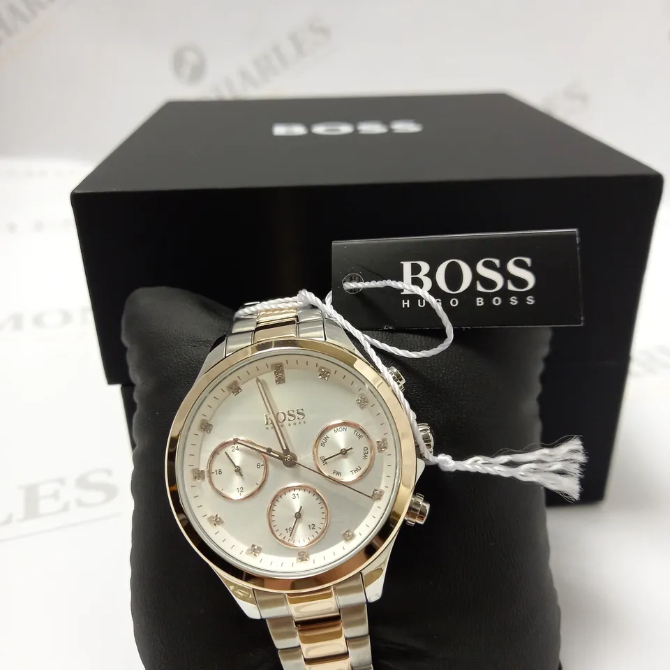 HUGO BOSS HERA SILVER MULTI DIAL TWO TONE BRACELET WATCH RRP £269