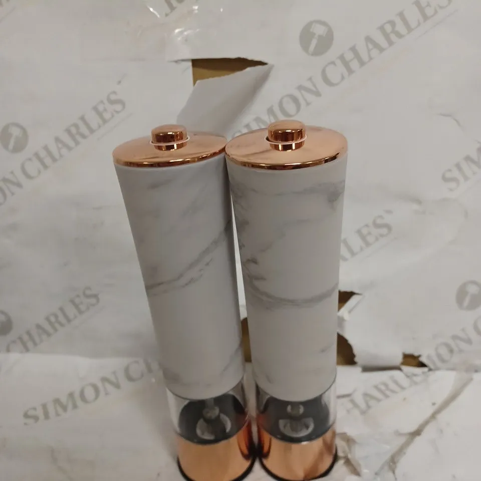 TOWER T847005WR MARBLE ROSE GOLD ELECTRIC SALT AND PEPPER MILLS
