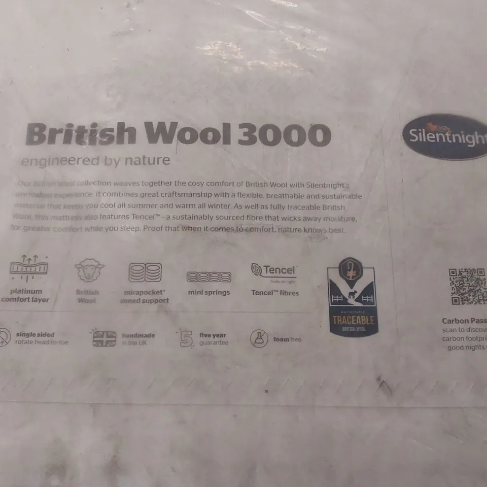 QUALITY BAGGED SILENTNIGHT 5FT KING SIZE BTOP POM BRITISH WOOL 3000 MATTRESS 