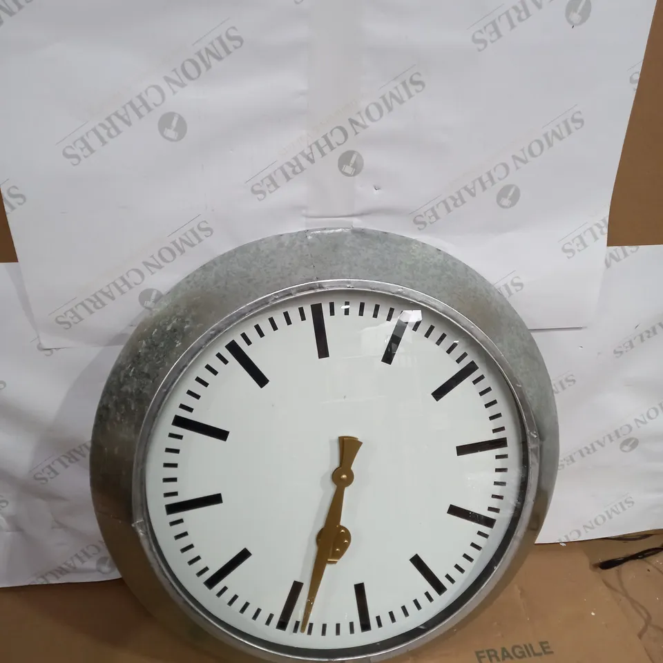 LARGE OUTDOOR GALVANISED STEEL CLOCK - WHITE FACE