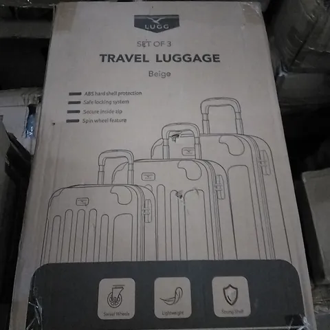 BOXED LUGG HARDSHELL TRAVEL SUITCASE - BEIGE 