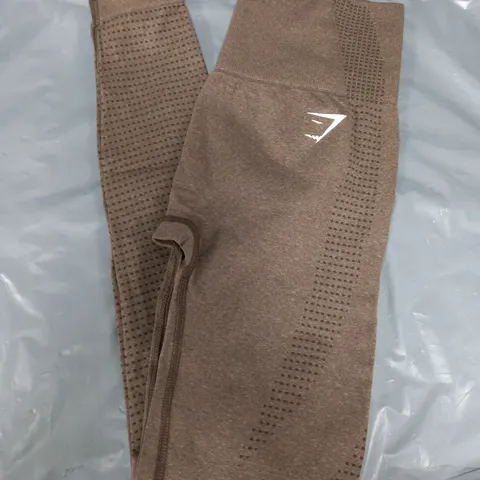 GYMSHARK VITAL SEAMLESS 2.0 LEGGINGS IN BROWN MARL - SMALL