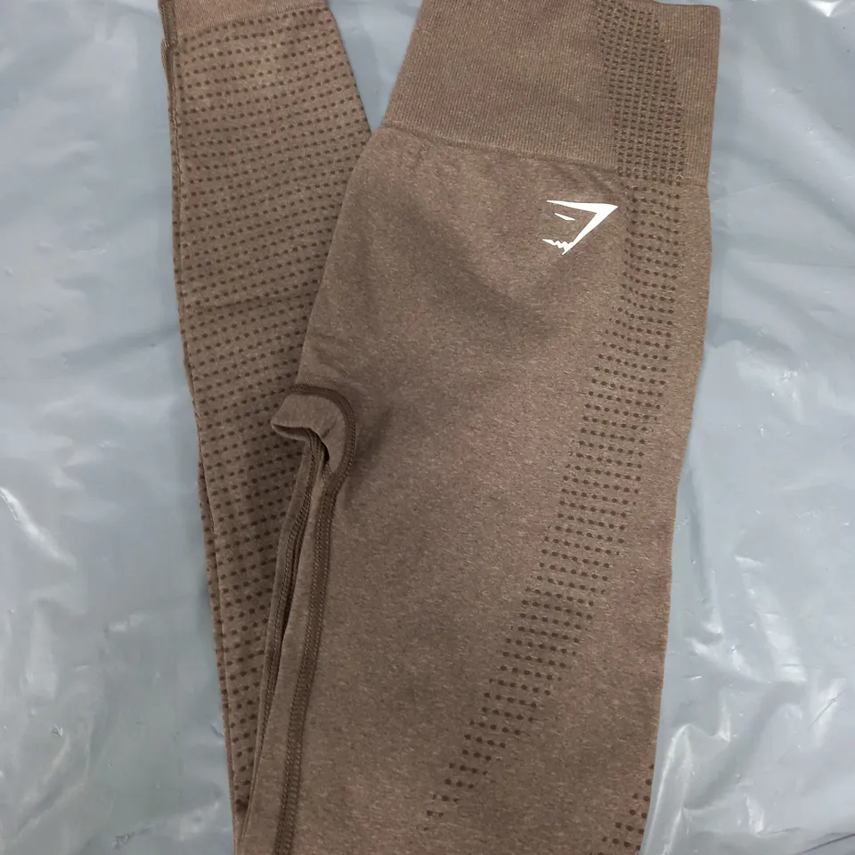 GYMSHARK VITAL SEAMLESS 2.0 LEGGINGS IN BROWN MARL - SMALL