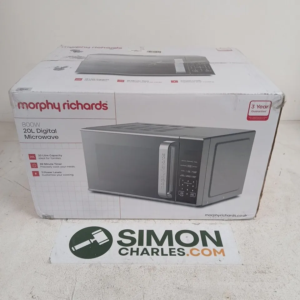 BOXED MORPHY RICHARDS 800W 20L DIGITAL MICROWAVE