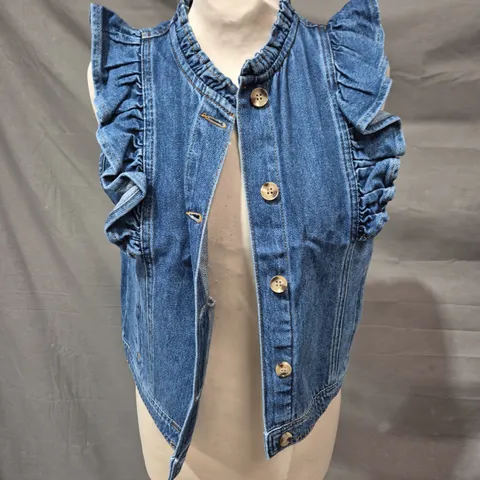 DENIM BLUEBELLE SLEEVELESS JACKET – UK 8 (EU 36)