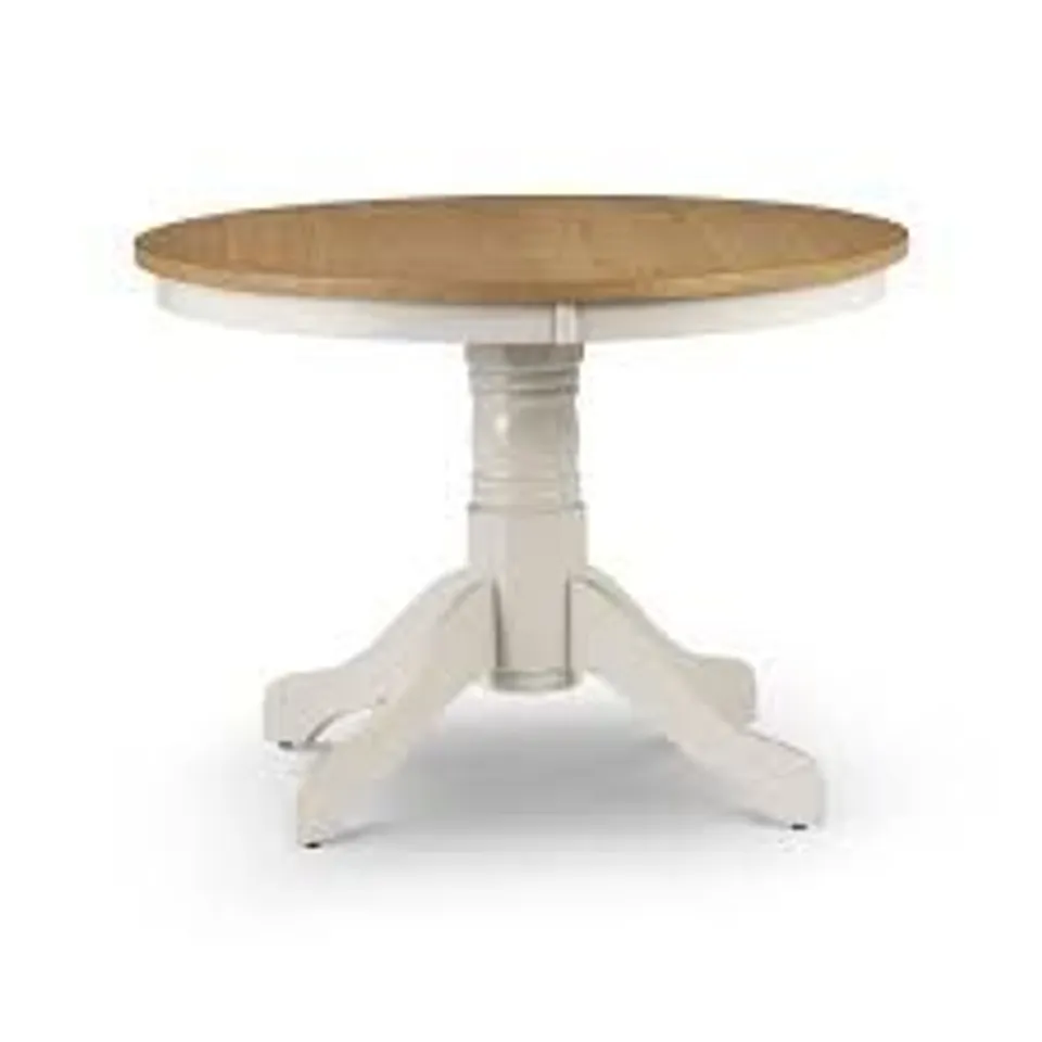 BOXED DESIGNER DAVENPORT ROUND PEDESTAL DINING TABLE OAK/IVORY (2 BOXES)