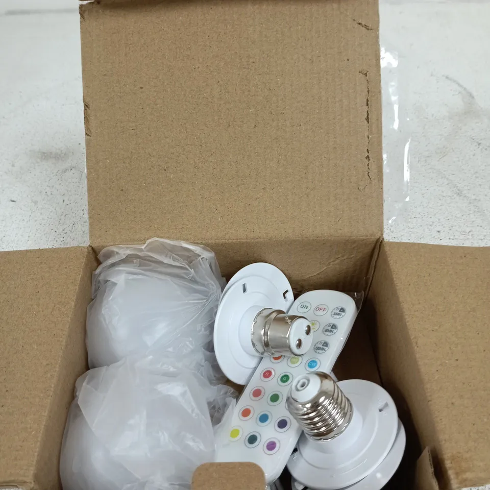 AURAGLOW SET OF TWO RECHARGEABLE LIGHT BULBS WITH REMOTE CONTROL