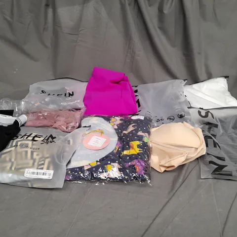 MEDIUM BOX OF ASSORTED CLOTHES IN VARIOUS SIZES AND COLORS