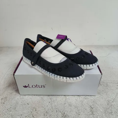 LOTUS AURELIA NAVY LEATHER SLIP-ON SHOES – UK 7