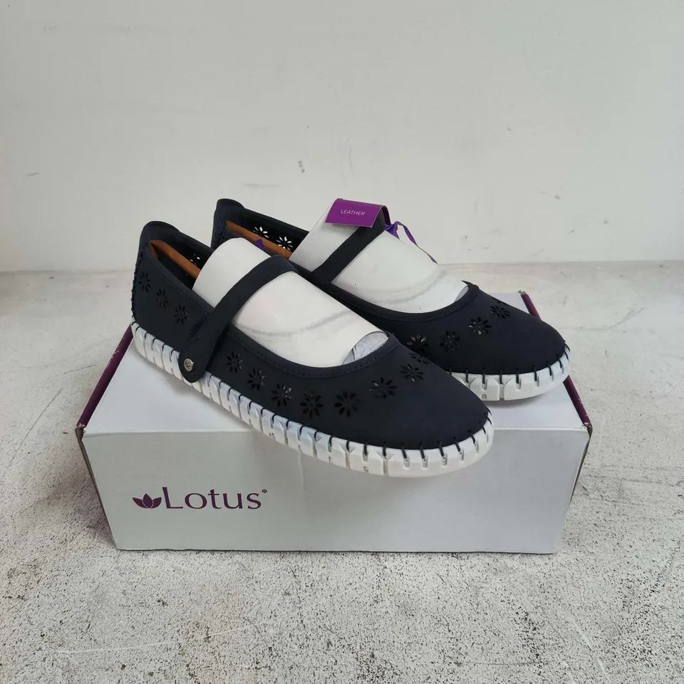 LOTUS AURELIA NAVY LEATHER SLIP-ON SHOES – UK 7