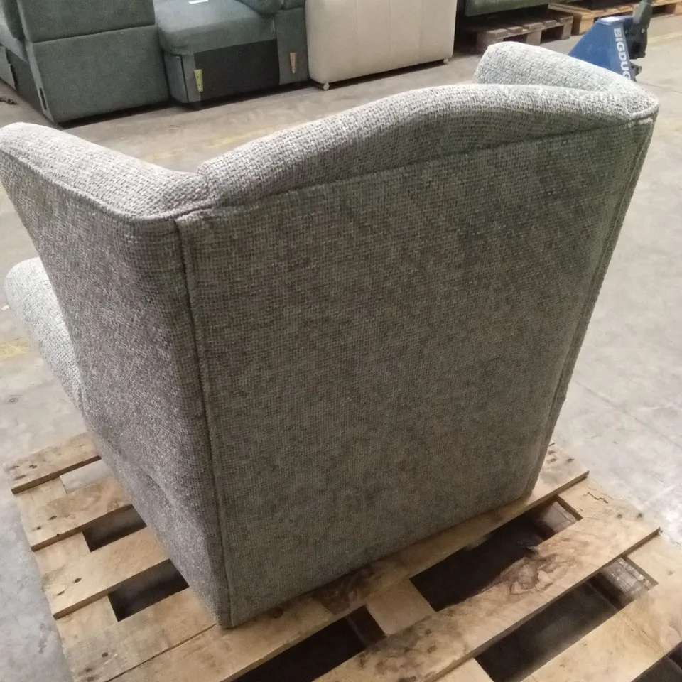 DENTON CHUNKY WEAVE FABRIC WING CHAIR - GREY RRP £379