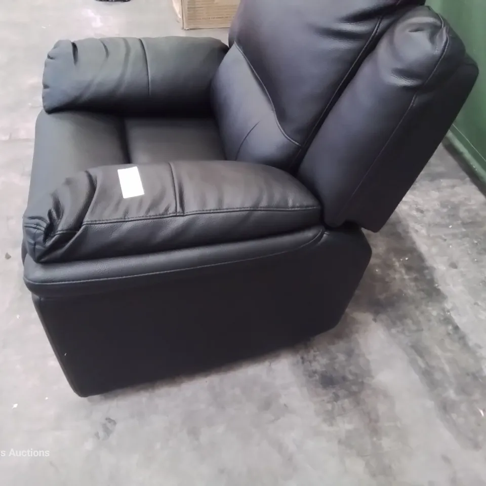 DESIGNER MANUAL RECLINING EASY CHAIR BLACK FAUX LEATHER 