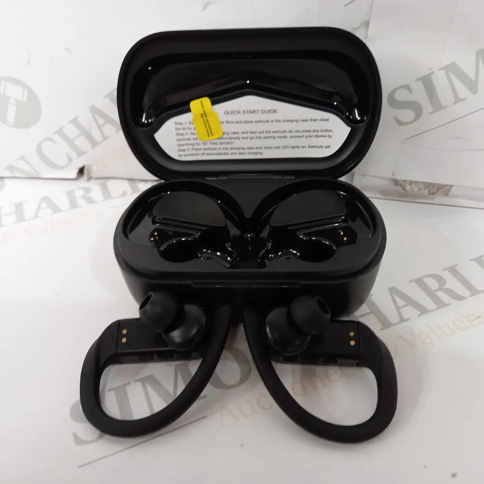 BOXED TRUE WIRELESS SPORTS OVER EAR FLEXIBLE EARBUDS