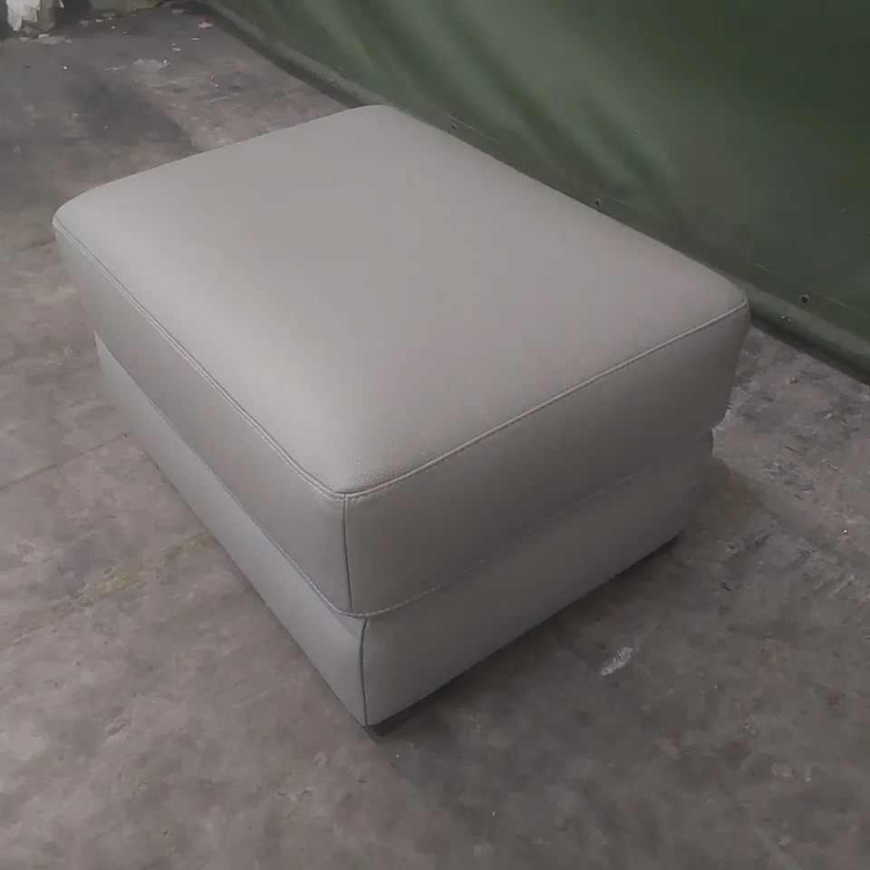 DESIGNER MATERA GREY LEATHER UPHOLSTERED FOOTSTOOL