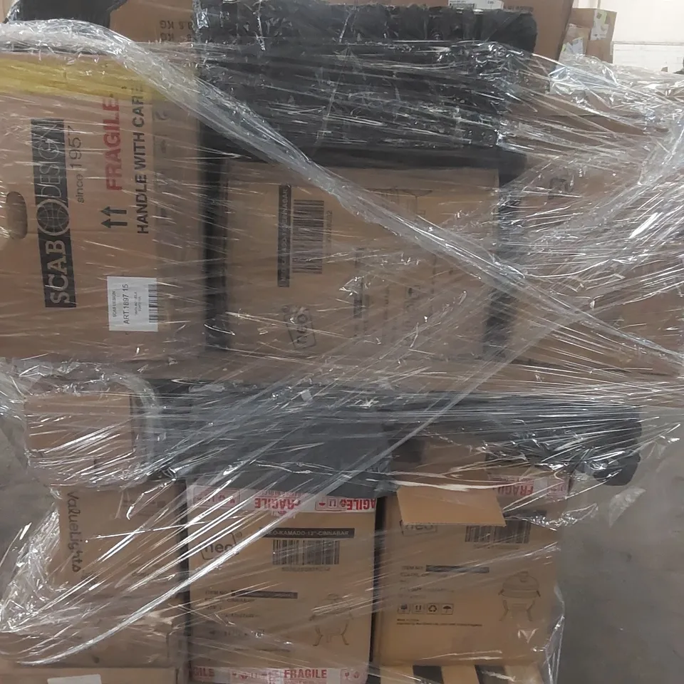 PALLET CONTAINING A LARGE QUANTITY OF ASSORTED ITEMS INCLUDING: NEO KAMADO BBQ GRILLS, NEO TUBE TENTS, CRYSTAL CHANDELIER ECT