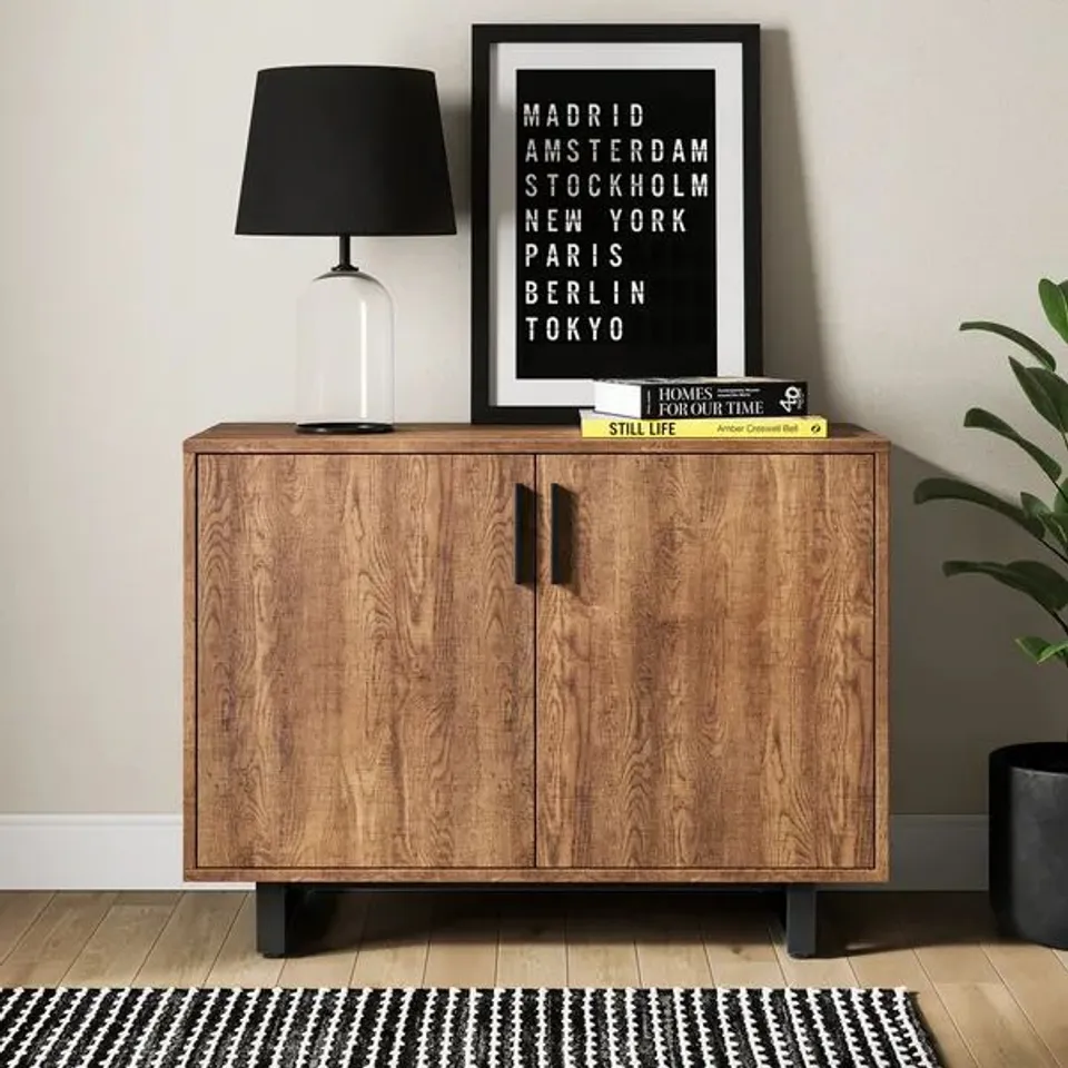 BOXED FREDDIE SMALL SIDEBOARD - RUSTIC OAK EFFECT (1 BOX)