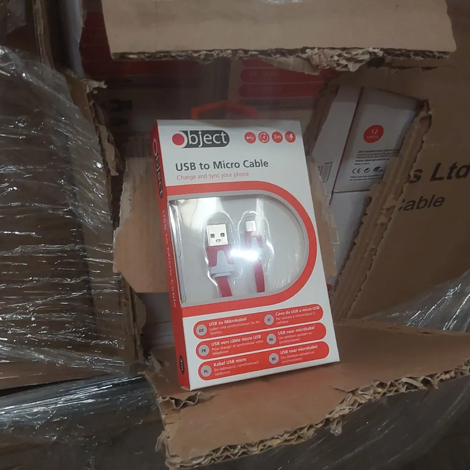 PALLET CONTAINING A VERY LARGE QUANTITY OF ASSORTED ITEMS INCLUDING: BIKE PHONE HOLDERS, MICRO USB CABLES ECT