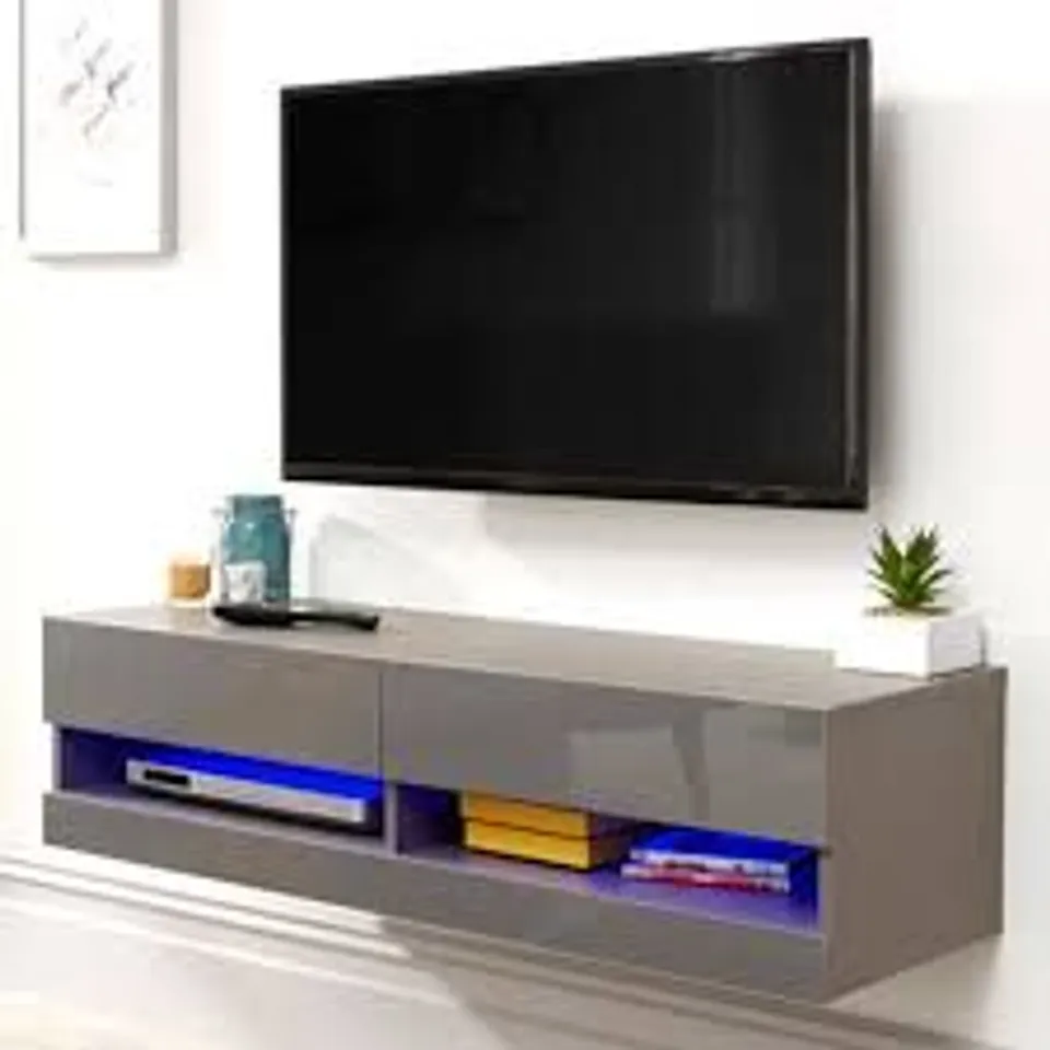 BOXED GFW GALICIA GREY SMALL WALL TV UNIT WITH LED (1 BOX)