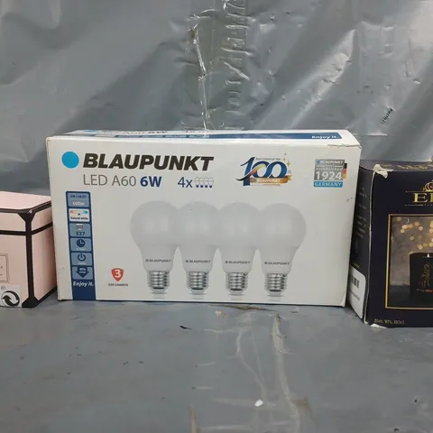 APPROXIMATELY 10 ASSORTED HOUSEHOLD ITEMS TO INCLUDE BLAUPUNKT BULBS, SCENTED CANDLE, ETC