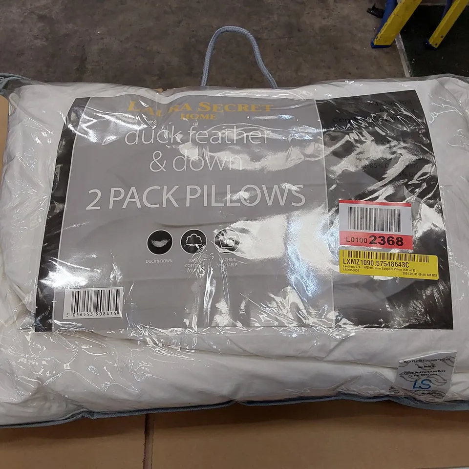 BAGGED LAURA SECRET DUCK FEATHERS AND DOWN 74 X 50CM FIRM SUPPORT PILLOWS - SET OF 2 (1 ITEM)