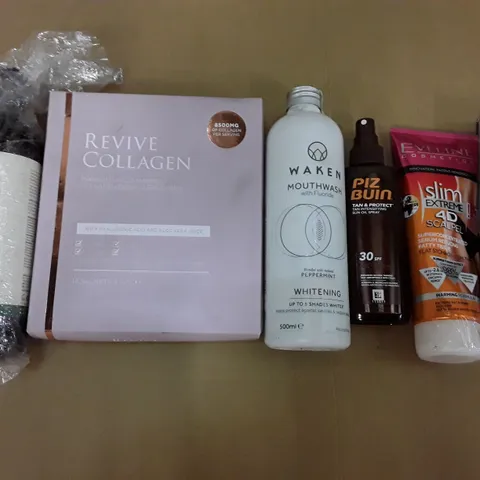 BOX TO CONTAIN AN ASSORTMENT OF HEALTH AND BEAUTY PRODUCTS TO INCLUDE TOOTH PASTE, SHAMPOO, TANNING OIL ECT 